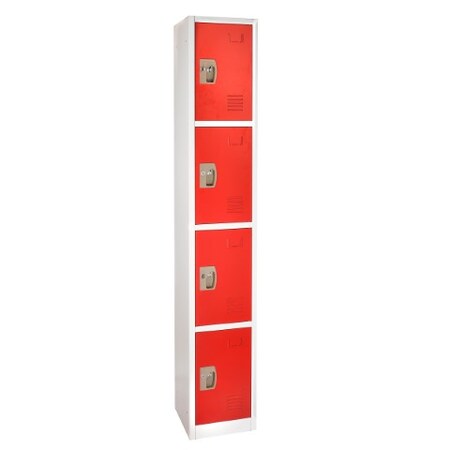 Adiroffice 72" H x 12" W 4-Compartment Steel Storage Locker ADI629-204-RED
